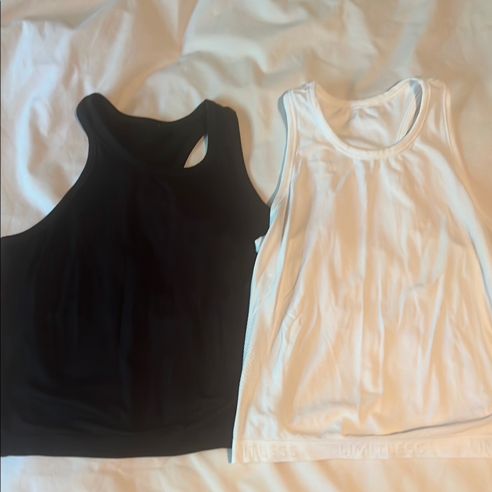 Black and White athleta Girls Tank Tops